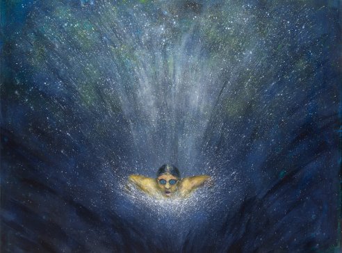 Angel, cyklus Big Bang, 2020, akryl na plátně, 150 x 180 cm