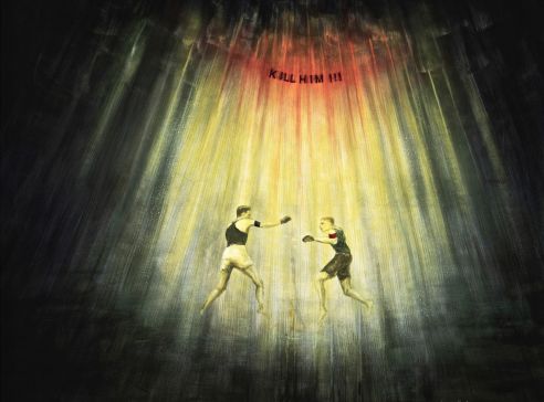 Kill Him!!!, cyklus Big Bang, 2020/2021, akryl na plátně, 150 x 180 cm